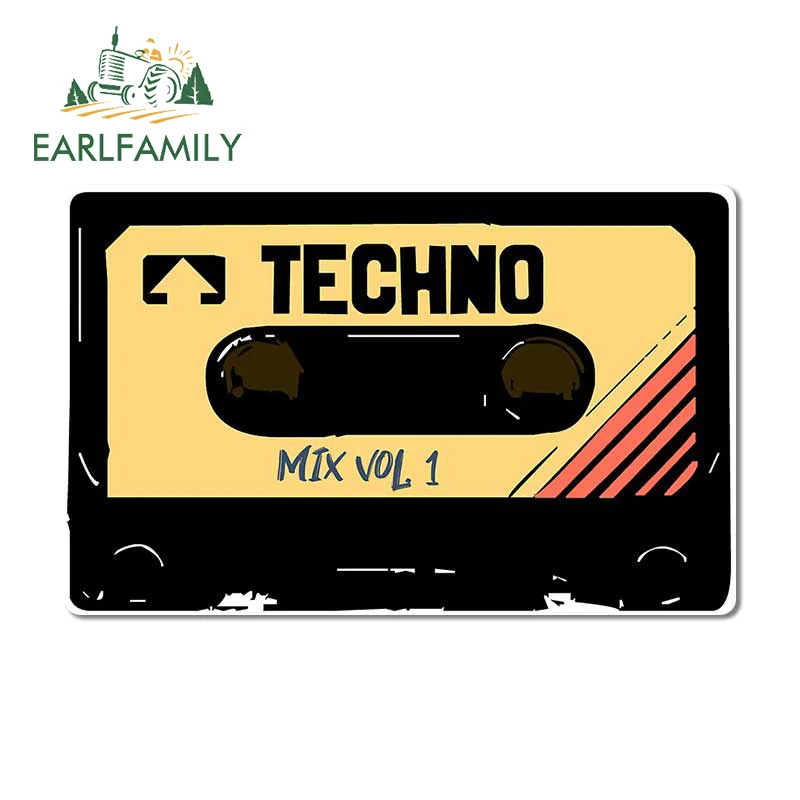 

EARLFAMILY 13cm x 8.4cm for Techno Music Magnetic Tape Decal Anime Scratch-Proof Car Stickers Refrigerator Windows RV Decoration