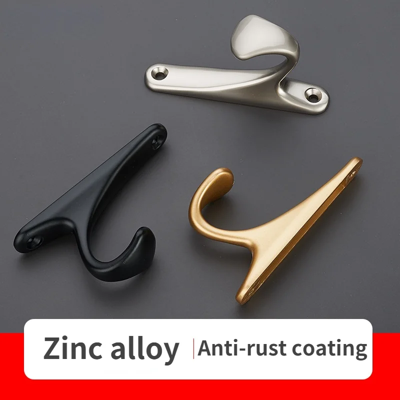 Nordic Zinc Alloy Hook Simple Black Gold Metal Hook Wall Home Decoration Coat Hook Porch Living Room Hardware Closet Robe Hanger