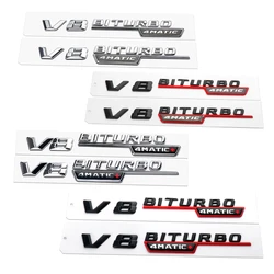 2PCS ABS Car Sie Body Trunk Fender Decoration Badge Sticker for Mercedes Benz V8 BITURBO 4MATIC TURBO 4MATIC+ Emblem GLK GLA CLA