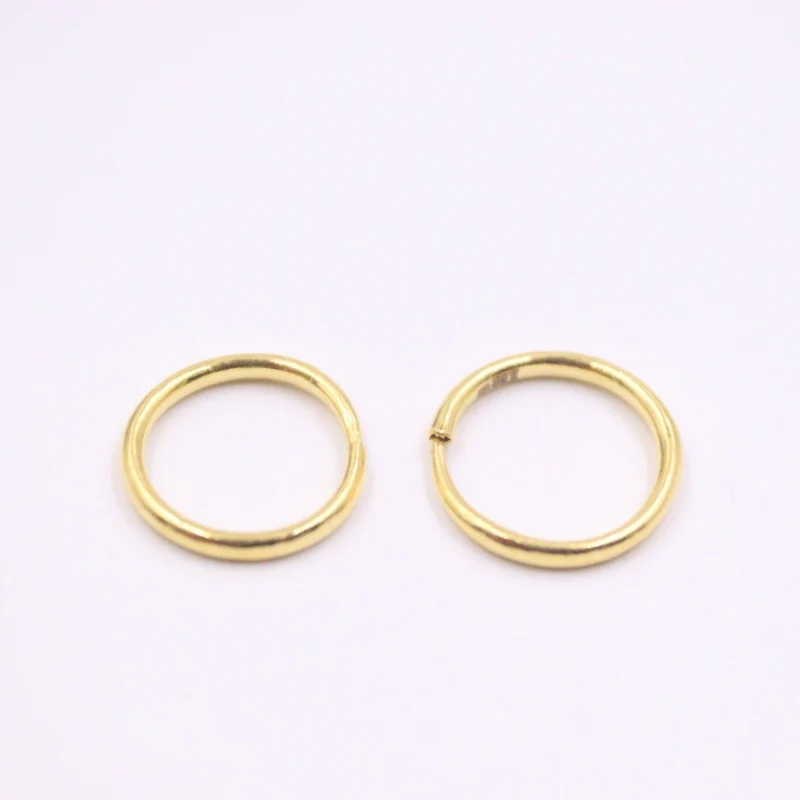 Pure 24K Yellow Gold Earrings Women  12mm Smooth Circle Hoop Earrings 0.9-1.1g