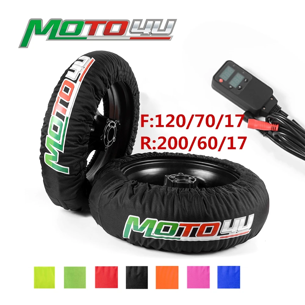 

120/200 Universal Digital Front and Rear Motorcycle Tyre Warmer Tire Warmer Thermo Bike Blankets temperature control 1 Pair
