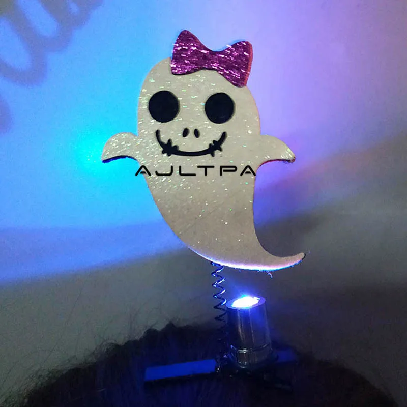 1000Pcs New Led Light Hair Clip Pumpkin Wizard Hairgrip Halloween Party Children Funny Hair Flashing Decor Accessories H4833