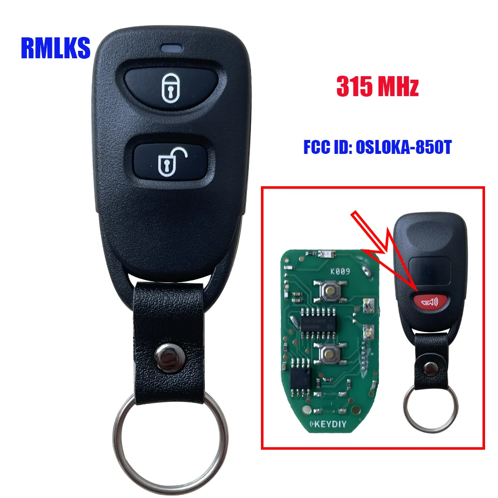 Trasmettitore portachiavi telecomando per auto 433MHz per Hyundai Tucson Santa Fe 2005-2009 3 pulsanti 315Mhz ID FCC: OSLOKA-850T