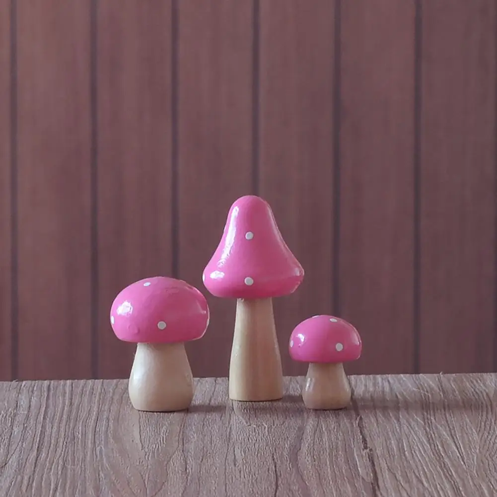 55%  Dropshipping!3 pieces/set of miniature wooden painting mushroom crafts children\'s desk decoration small ornaments