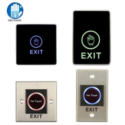 Non-Contact No Touch Door Exit Button Infrared Sensor Touch Metal Push Button Switch with LED Light Eemergency Access Control