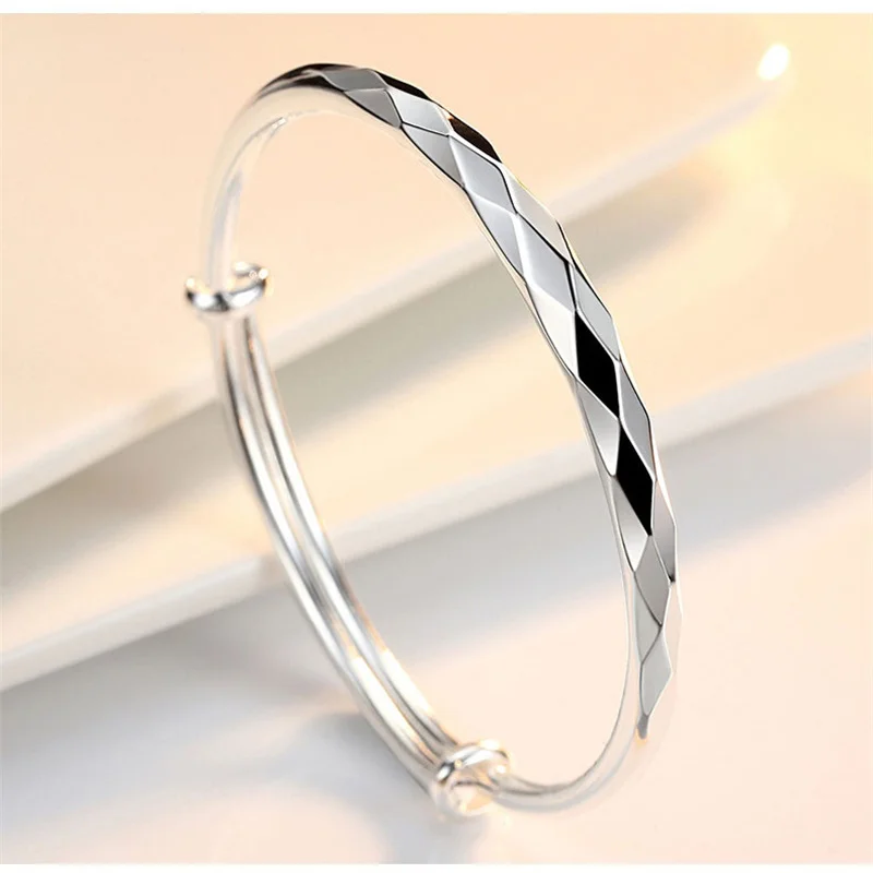 

Silver999 Sterling Silver Women's Push-pull Open Mouth Bracelet,Solid Water Cube Bracelet Jewelry,Gifts for Girlfriend and Lover