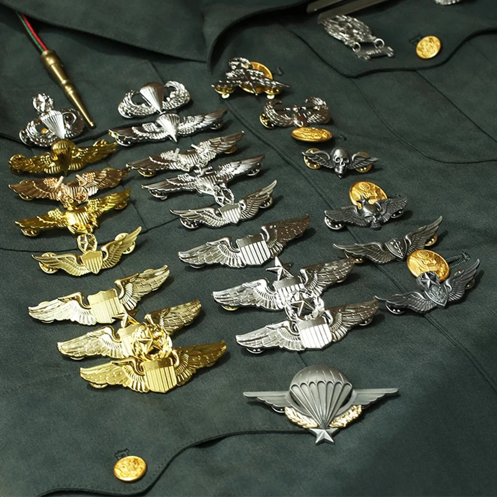 

US ARMY WINGS MILITARY COMMAND MASTER AVIATOR METAL WINGS BADGE WWII US COMMAND PILOT BADGE PIN BROOCH INSIGNIA