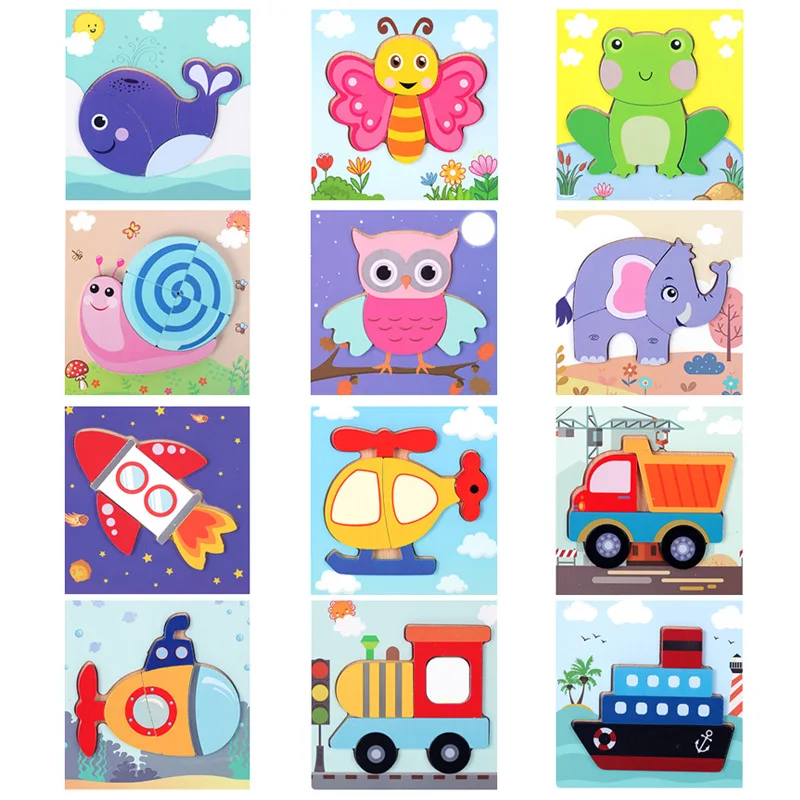 

12 hand-held three-dimensional puzzle ZYL05/0.16 cartoon animal traffic puzzle toys 3-5 years old children's puzzle