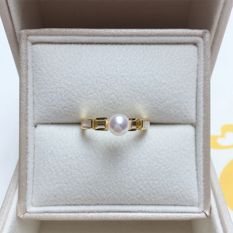 ZHBORUINI Design Ins Natural Freshwater Pearl Ring Simple Small And Exquisite Shell 14K Gold Plated Ring Jewelry For Woman Gift