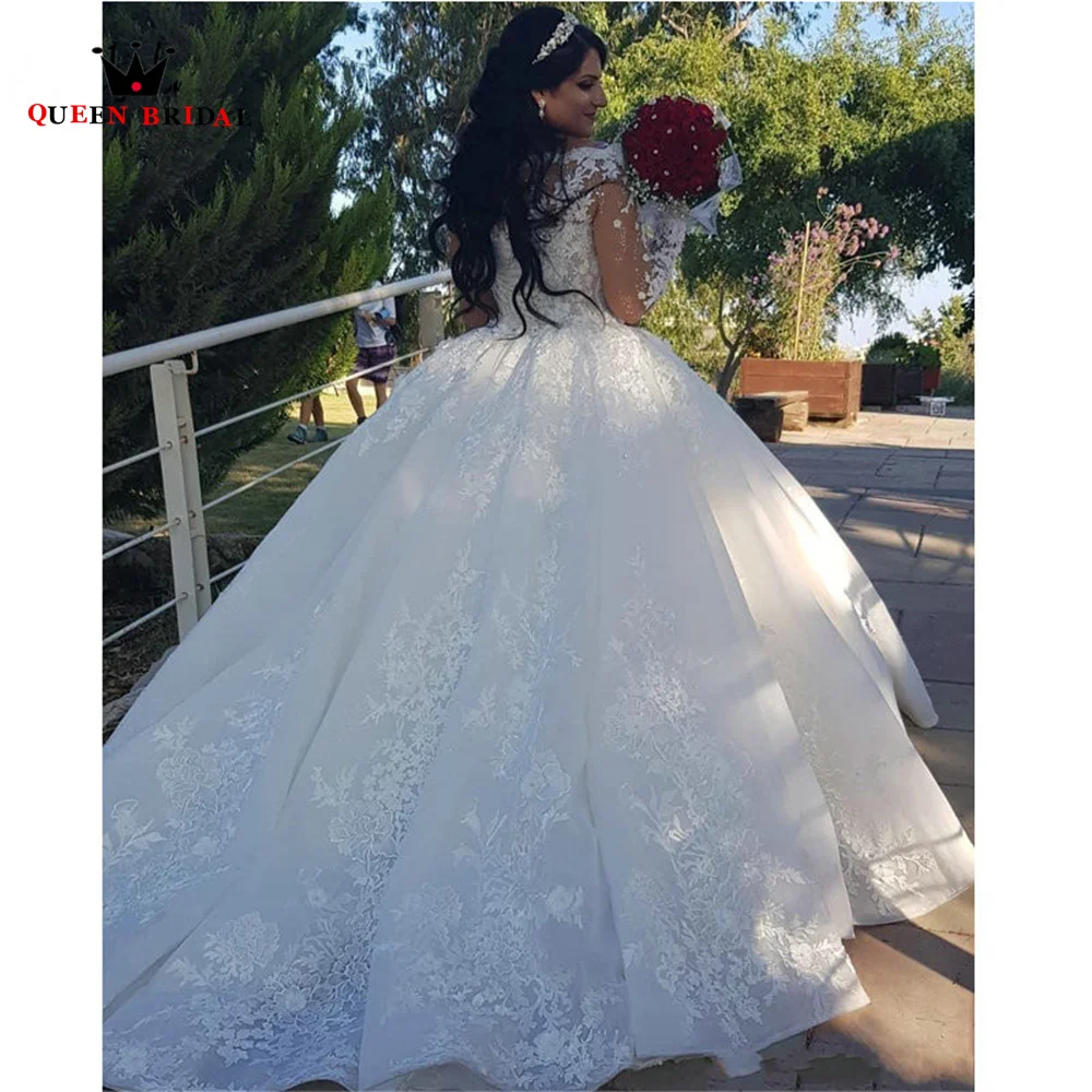 Luxury Ball Gown Long Sleeve Puffy Wedding Dresses Tulle Lace Appliques Plus Size Bridal Gown 2023 New Custom Made DS151