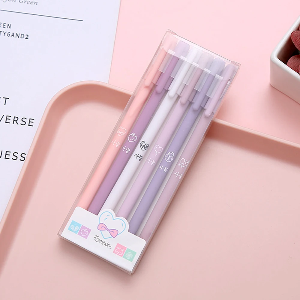6 Teile/satz Nette Morandi Gel Stift Kawaii 0,5mm Schwarz Kugelschreiber Büro Schule Schreibwaren Student Writing Wasser Stift neutral Stift – Detail 8