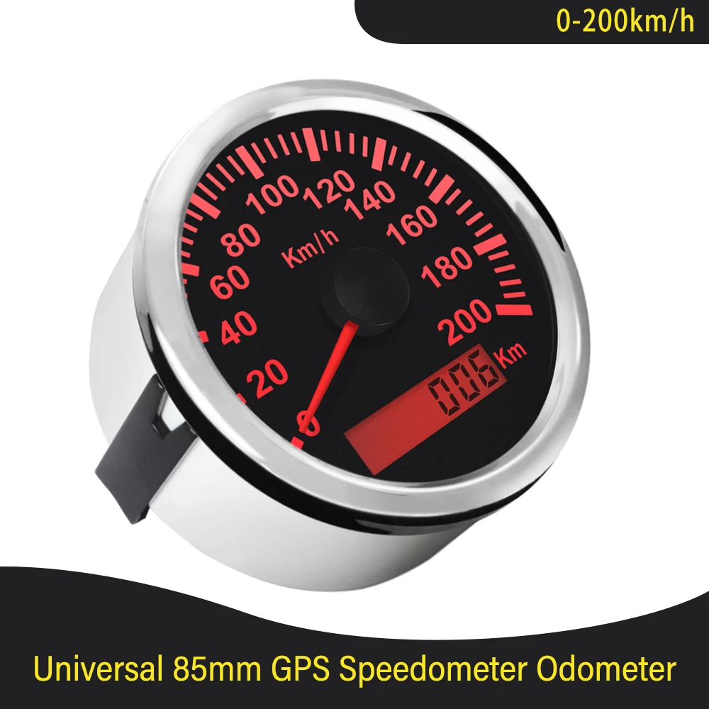 ELING New 85mm GPS Speedometer 120km/h 200km/h Speed Gauge Odometer UTV Motorcycle Marine Boat Buggy 12V/24V With Red Backlit