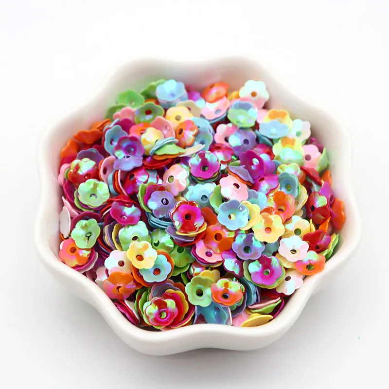 1200 Pieces/pack of Mixed Flower Shape PVC Bulk Sequins 6mm Glitter Confetti Nail Art Decoration Sequins DIY Sewing Accessories