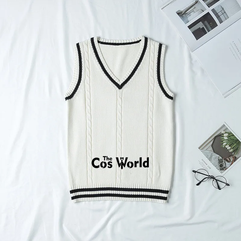 S-XXL Spring Autumn Men\'s Women\'s Sleeveless Stripes Knit Vests Pullovers V Neck Sweaters For JK School Uniform Student Clothes