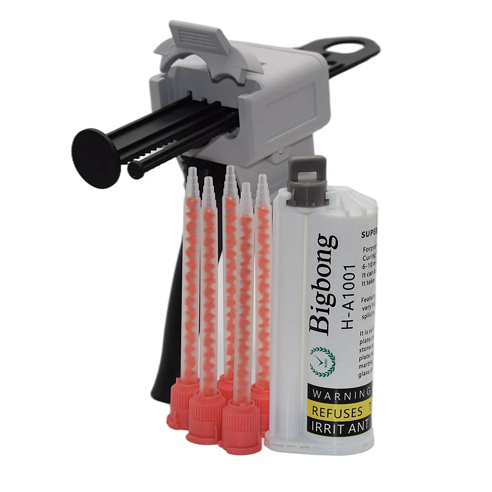 

50ml AB Glue Gun 10:1 Manual Caulking Gun Dispenser and 50ml White 10:1 AB Glue Adhesives with 5pc 10:1 Static Mixing Nozzles