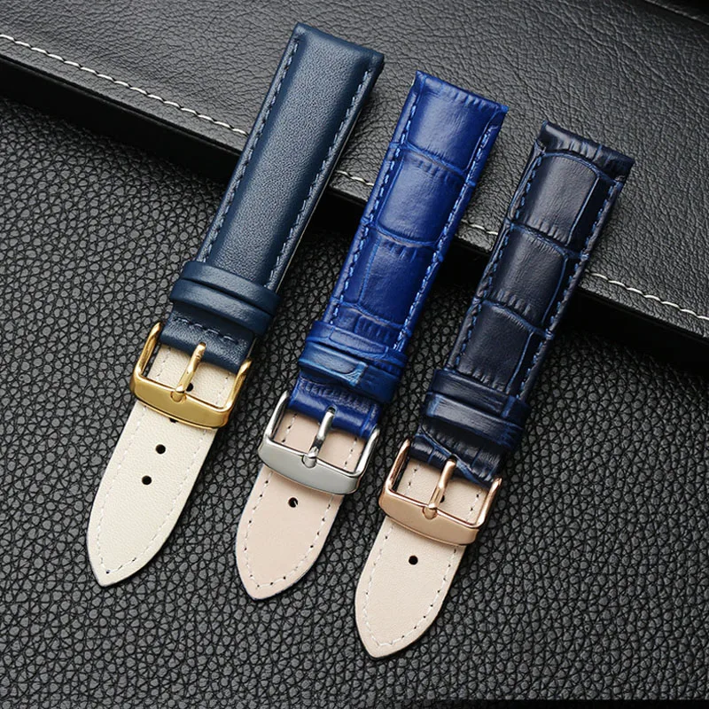 Genuine leather bracelet blue color watch strapfor citi-zen ro-ssini watchband14 16 18 20mm 21 22mm 23mm watch bandwholesale