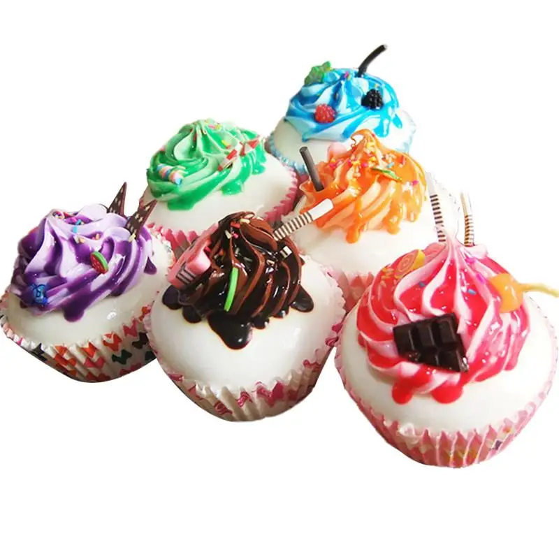 6PCS Artificial Cupcake Decorative Lovely Lifelike Cupcake Dessert Decor Photography Props For Birthday