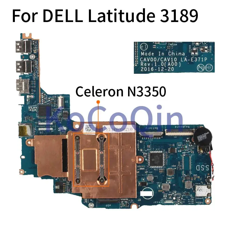 

Материнская плата для ноутбука DELL Latitude 3189 Celeron N3350 CN-0T5JKG 0T 5JKG материнская плата для ноутбука CAV00 CAV10 LA-E371P SR2Z7 4 Гб