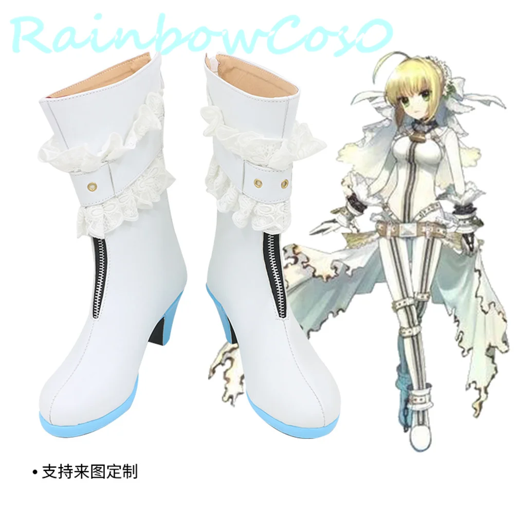 FGO Fate EXTRA CCC Saber Bride Nero Claudius Caesar Augustus Germanicus Cosplay Shoes Boots Game Anime Carnival W2113