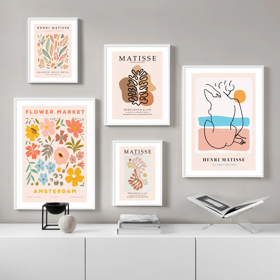 

Matisse Abstract Poster Nude Lines Woman Flower Leaves Plant Wall Art Print Canvas Painting Decoration Pictures For Living Room
