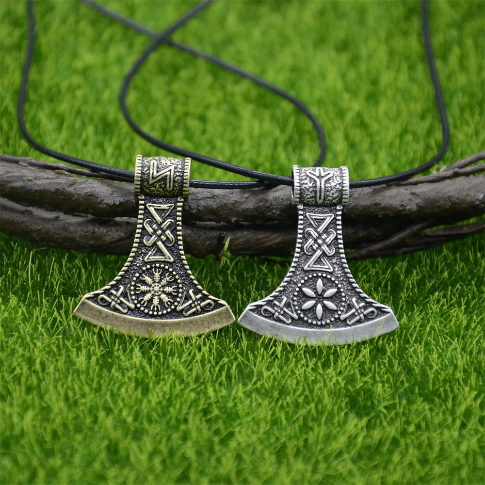 Slavic Perun Axe Kolovrat Pendant Runic Rune ALGIZ Talisman Pagan Scandinavian Viking Necklace Amulet