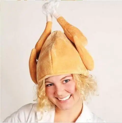 Funny Roasted Turkey Hat Cooked Chicken Costumes Accessories Creative For Dressing Props Cosplay Holiday Role Play Dress Up Gift