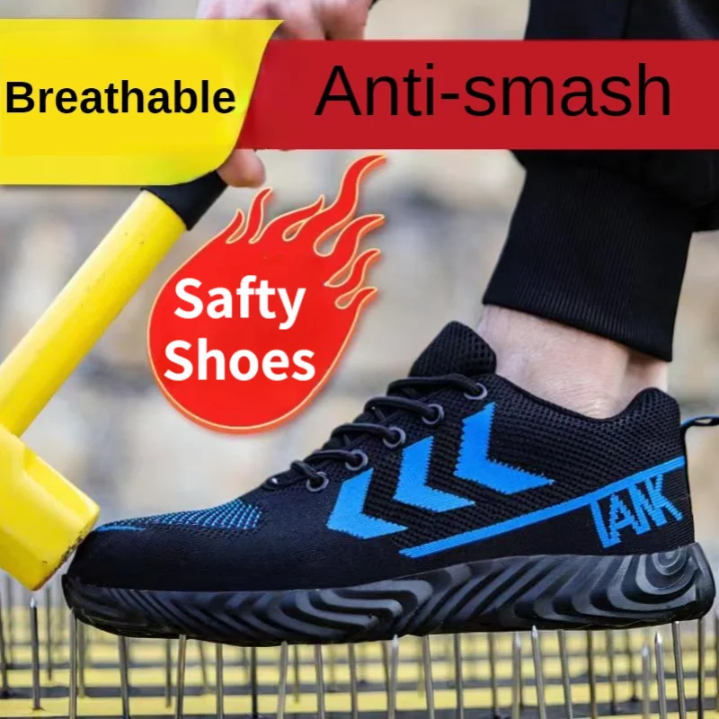 New Safty Shoes Man Working Anti-Smash Breathable Hard-Wearing Work Sneakers Men Casual Shoes Safety Zapatos De Seguridad Hombre