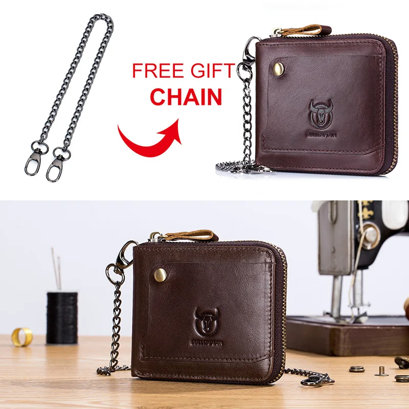 Bullcaptain Cowhide Genuine Leather Men Wallet Coin Purse Small Mini Card Holder Vintage PORTFOLIO Portomonee Male Walet Pocket
