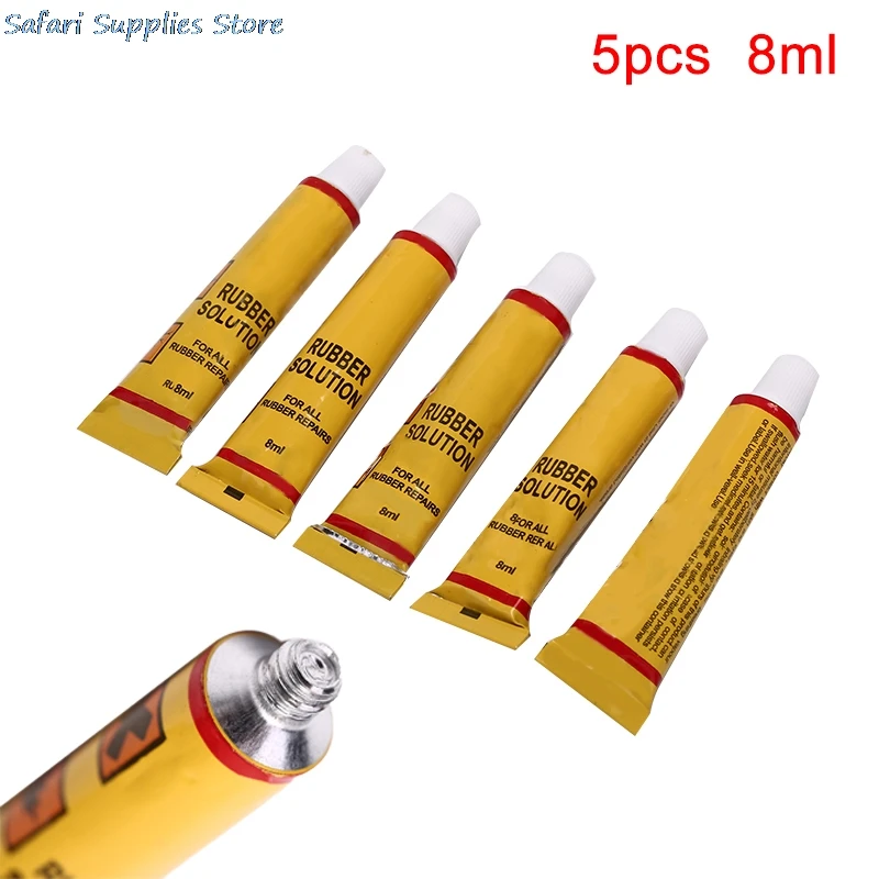 5pcs Bike Glue 8ml Adhesive Glue Cement Rubber Inner Tube Repair Puncture Cold Patch Solution Kit Bicycle Repair Tool