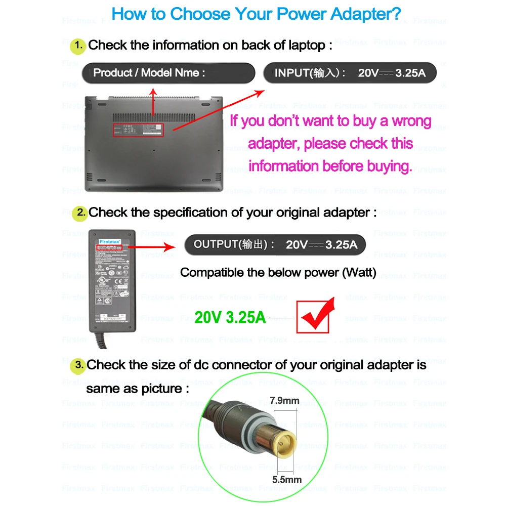 20V 3.25A 65W Laptop Ac Adapter Charger for Lenovo ThinkPad X220 Tablet X220i X220s x220T X230 X230 Tablet X230i X230t