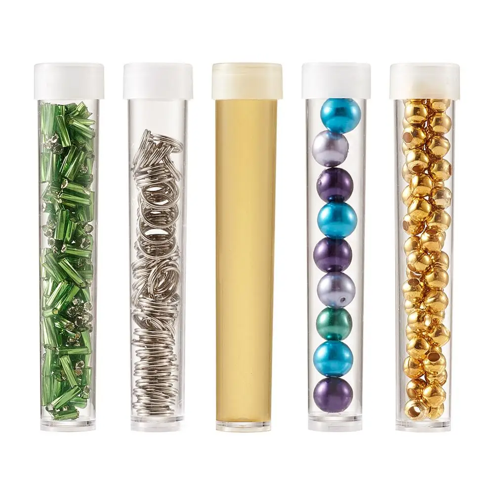 Conteneurs de perles en plastique, 200 pièces, Tube transparent, boîte avec couvercle pour bijoux, stockage de perles, emballage outil d'ongle 13.5mm de large, 76mm de long