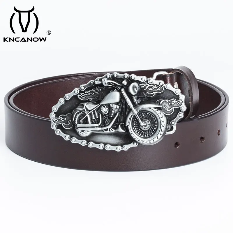 

Men High Quality Genuine Leather Belt Luxury Designer Motorcycle Buckle Mens Cowskin Fashion Strap Male For Man Cinturon Hombre