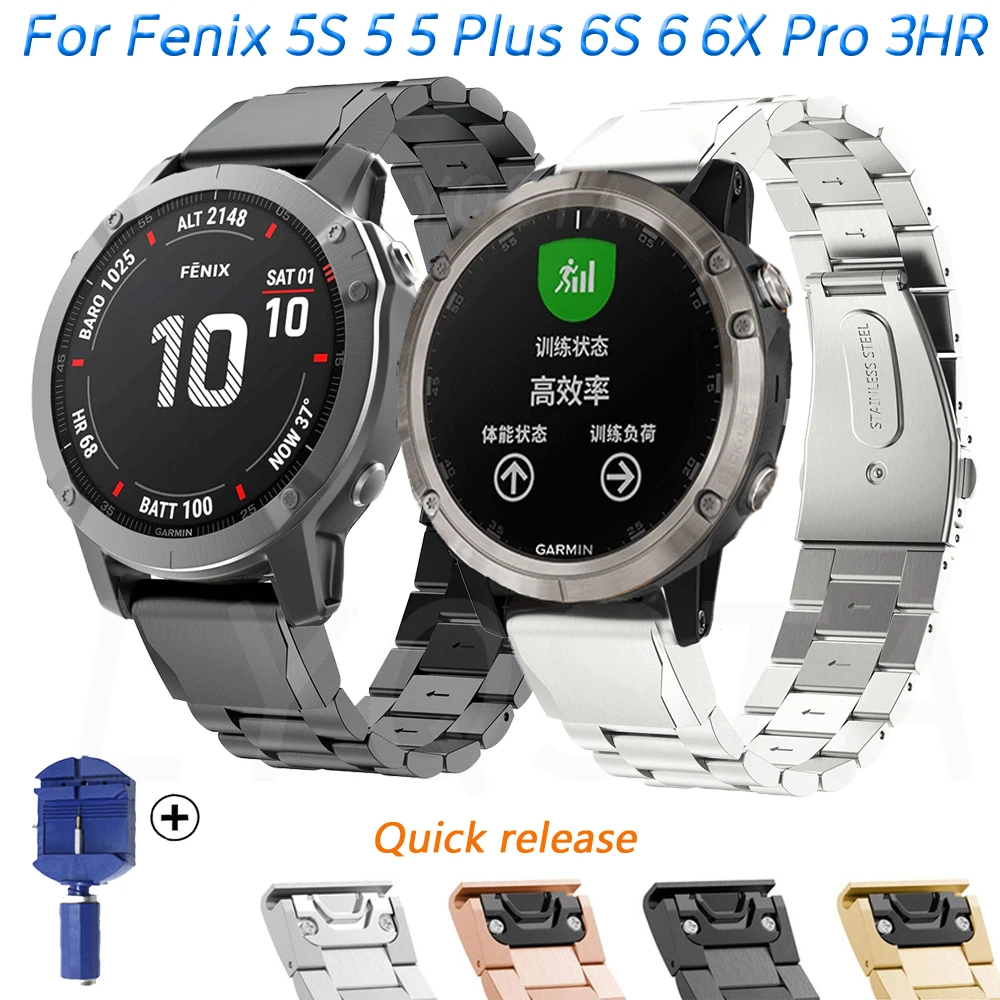 

Браслет из нержавеющей стали для Garmin Fenix 7S 7 7X 6X 6S 6Pro 5X 5 5SPlus 3HR Easyfit, металлический ремешок для наручных часов, 20/22/26 мм