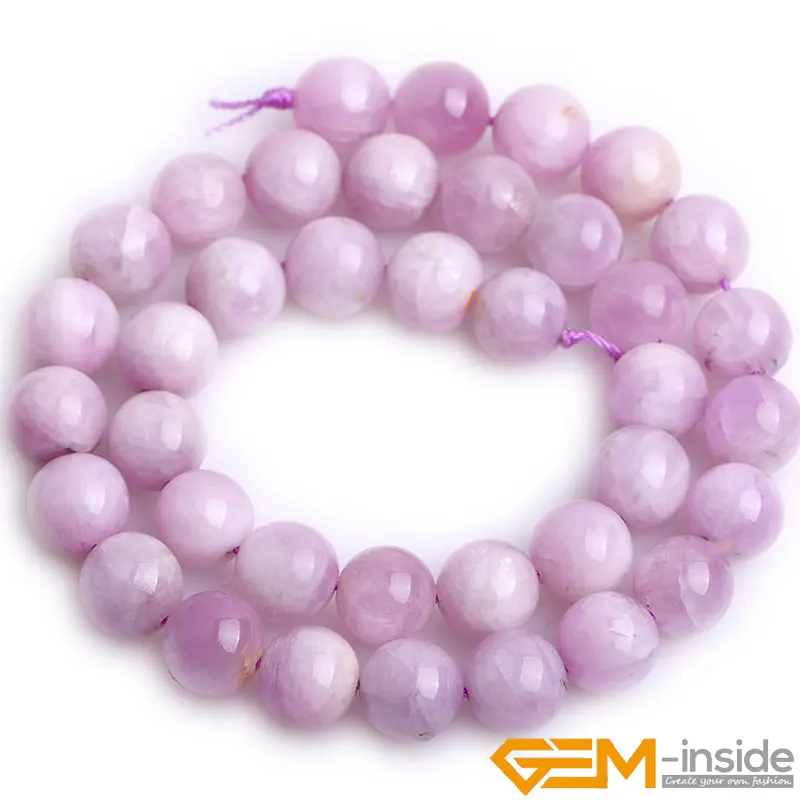 Natural Stone Purple Spodumene / Kunzite Purple Stone Round Beads For Jewelry Making Strand 15\