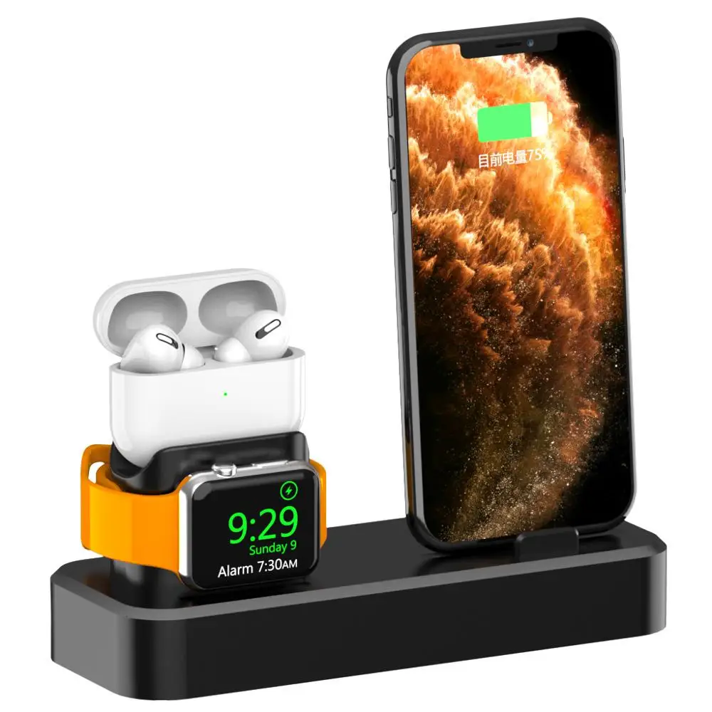 UTHAI New Environmentally Friendly Silicone Three-in-one Smart Charging Stand For Smart Phones And Watches