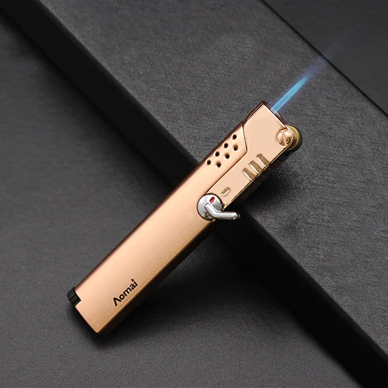 AOMAI Creative Metal Turbine Butane Gas Windproof Grinding Wheel Lighter Cigarette Accessories Men and Women Gifts