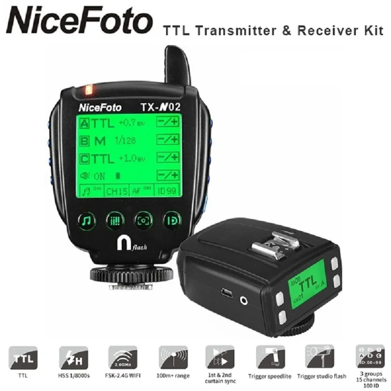 NiceFoto TTL-N02 TTL-C02 Wireless Flash Remote TTL Trigger Kit For N6 N4 NiceFoto studio flash and Nikon Canon DSLR Camera