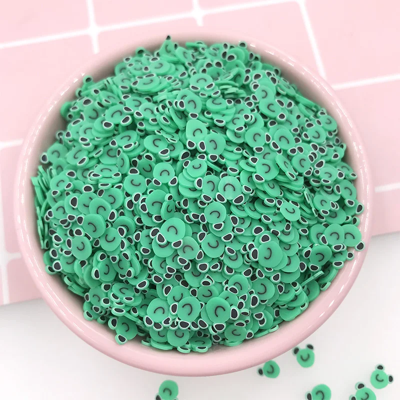 100g Cartoon Frog Head Slice Animal Clay Sprinkles for Crafts Slime Filling Material DIY Nail Art Decoration Accessories