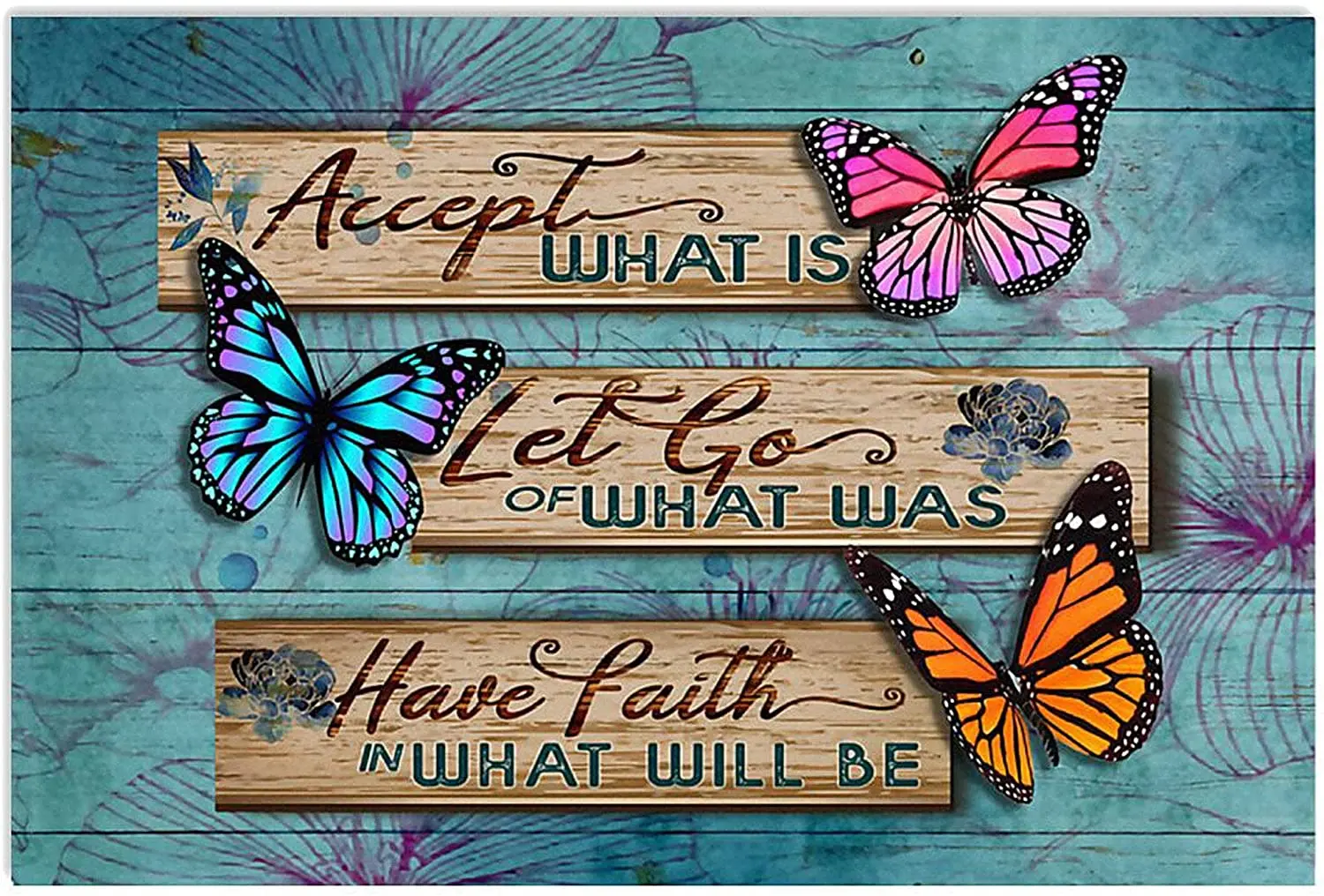 

SIGNCHAT Butterfly Accept What It is Horizontal Yard Garden Farm Wall Decor Poster Metal Sign 8x12 inches