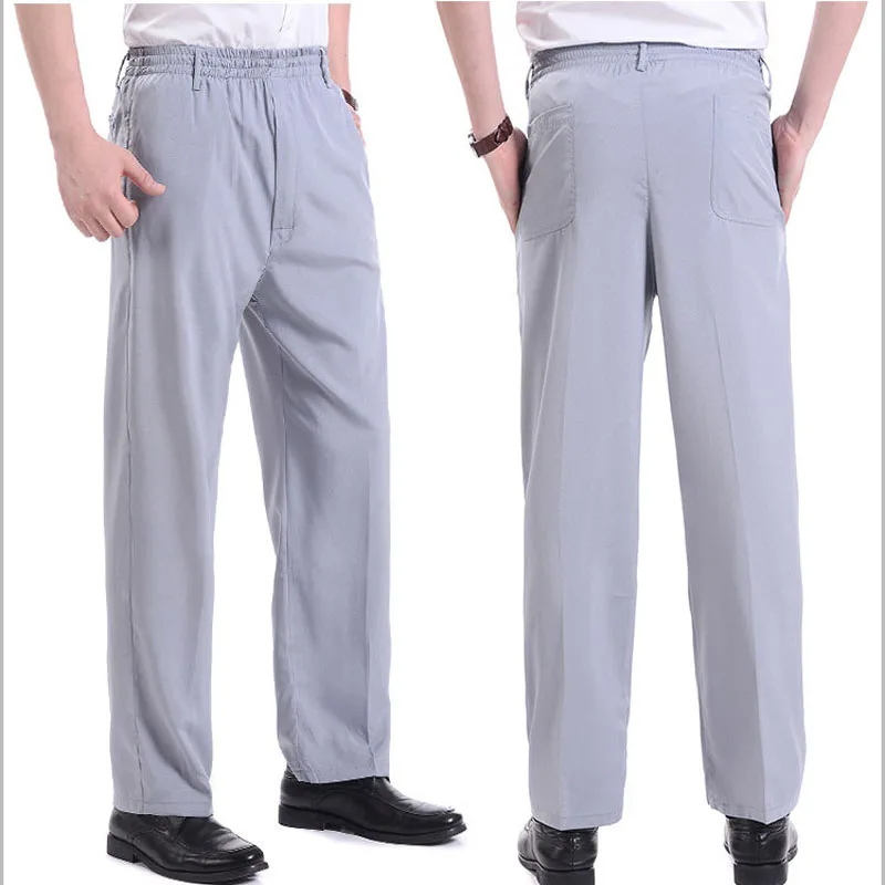 

Summer Thin 2022 Elastic Thin Men's Casual Pants Middle-aged And Elderly Stretchy High Waist Long Pants Factory Suit Trousers