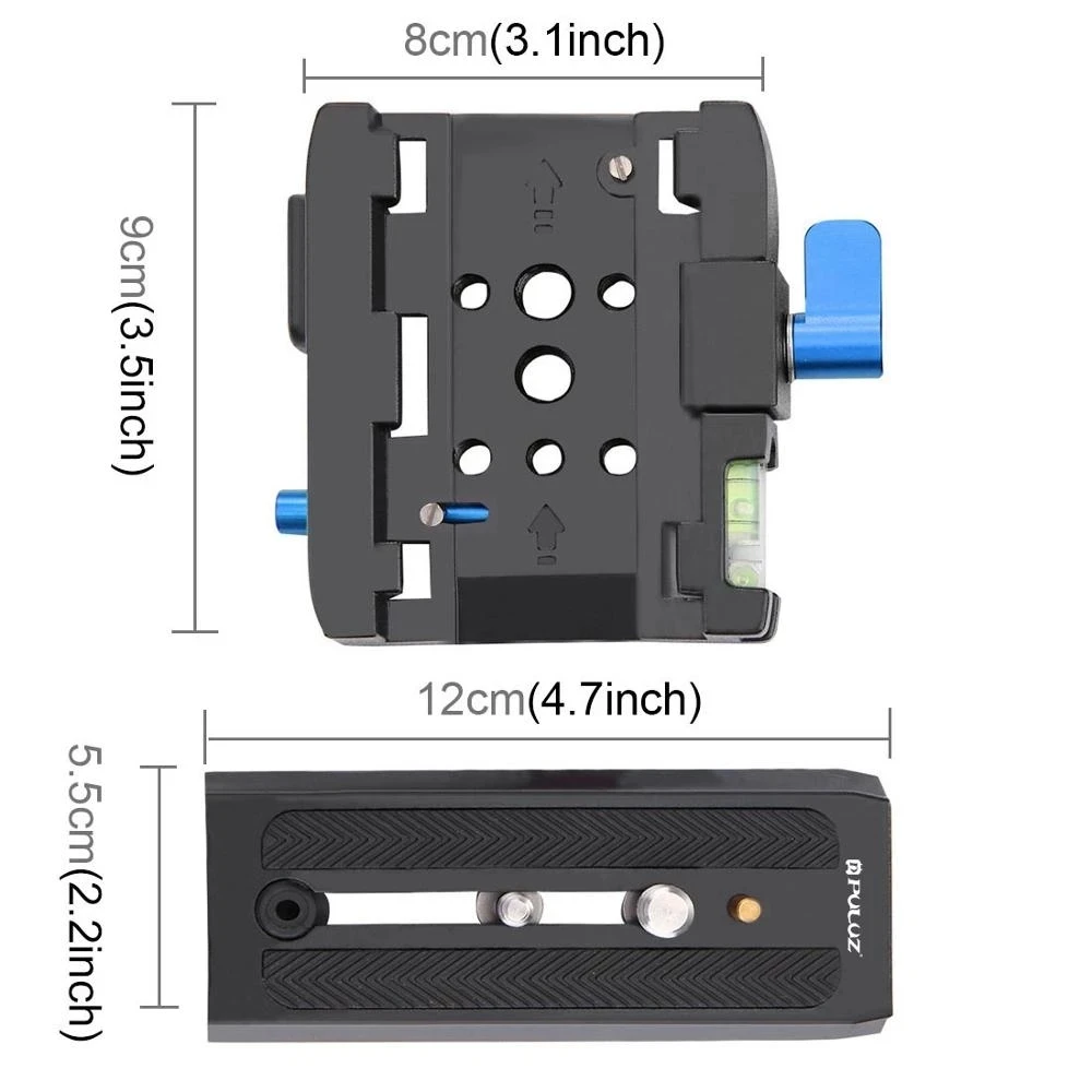 Быстроразъемный зажим PULUZ из алюминиевого сплава PTZ + быстросъемная пластина и винт 1/4 3/8 для зеркальных камер, аксессуары для штатива