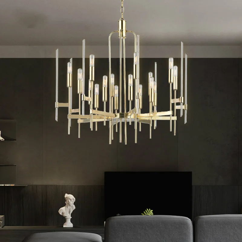 

Living room led chandelier lighting Nordic modern luxury interior decoration lamps simple villa dining room glass chandelier