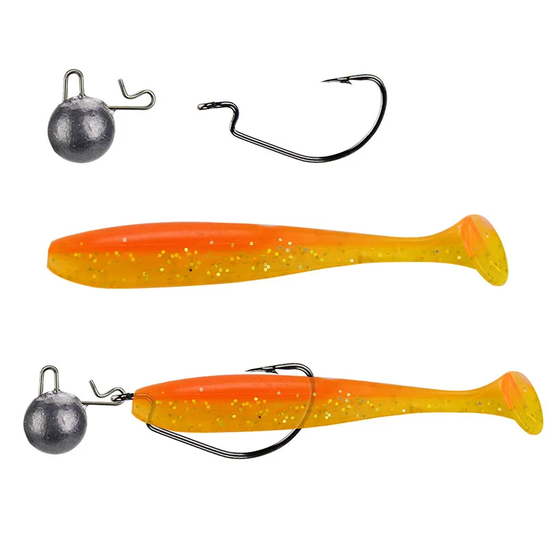 Kit señuelos pesca doble color – Cola en T, vinilo y plomo giratorio - imagen 2