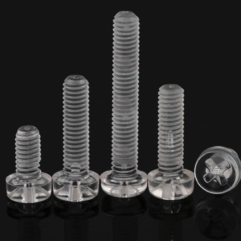 30~60Pcs ISO7045 PC M3 M4 M5 M6 Transparent Acrylic Cross Round Head Nylon Screws Plastic Phillips Screw And High Quality