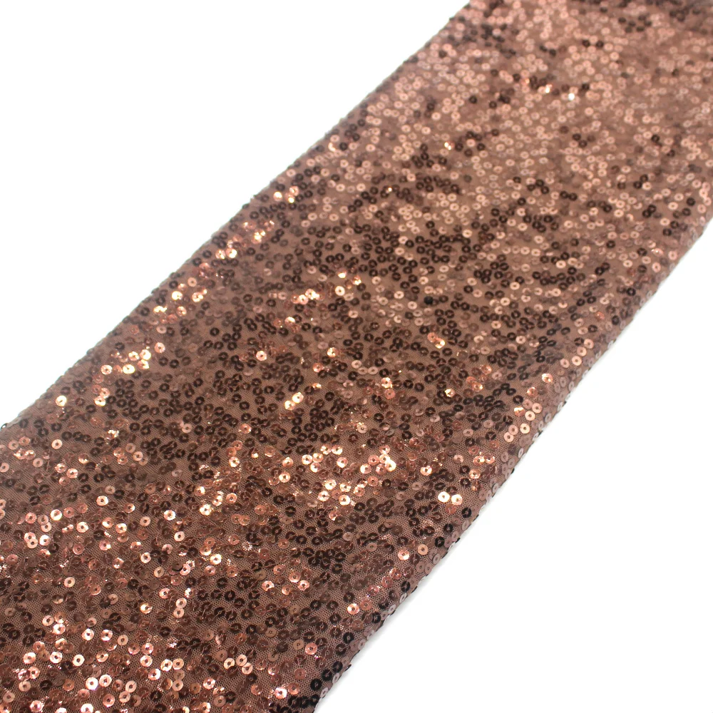 1 MeterSequined Lace Fabric Coffee Sequined Embroidery Fabrics Paillette 132cm Wide