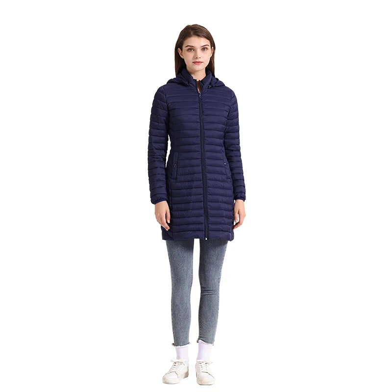 SANTELON Winter Women Loose Long Parka Coat With Detachable Hood Female Soild Ultralight Portable Warm Padded Cotton Outwear