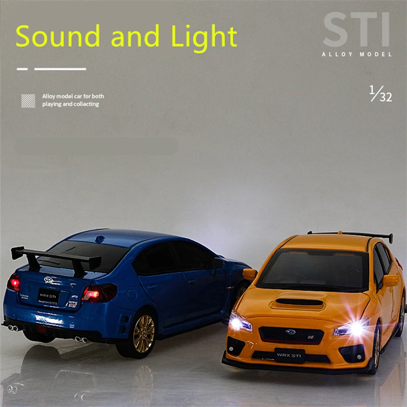 1/32 Subarus WRX STI Alloy Sports Car Model Diecast Metal Simulation Toy Vehicle Car Model Sound Light Collection Childrens Gift