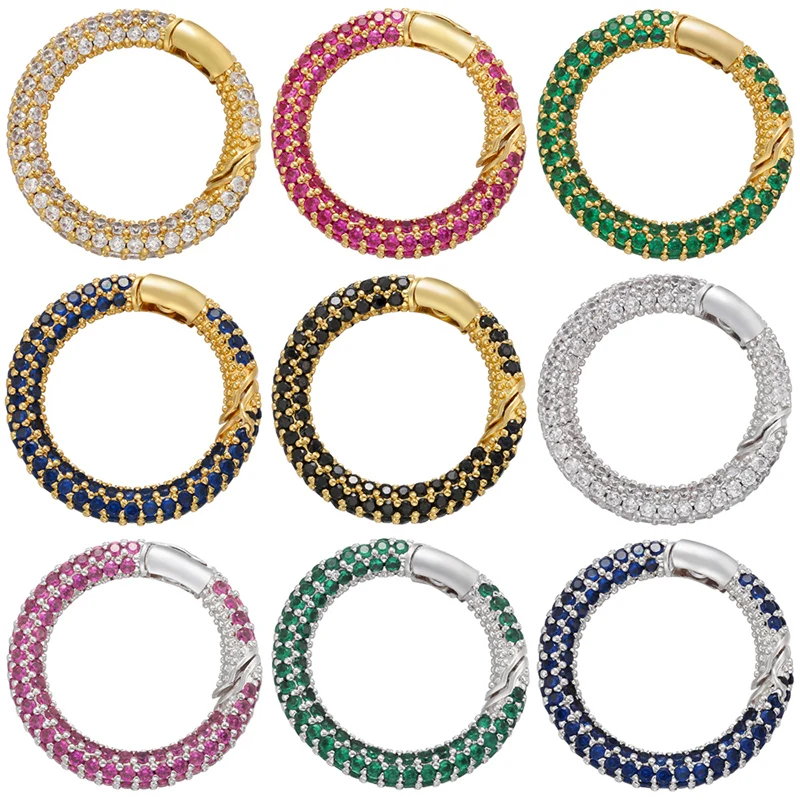 ZHUKOU Round spring clasp hooks cubic zirconia crystal clasp hooks for DIY necklace jewelry accessories supplies wholesale VK123