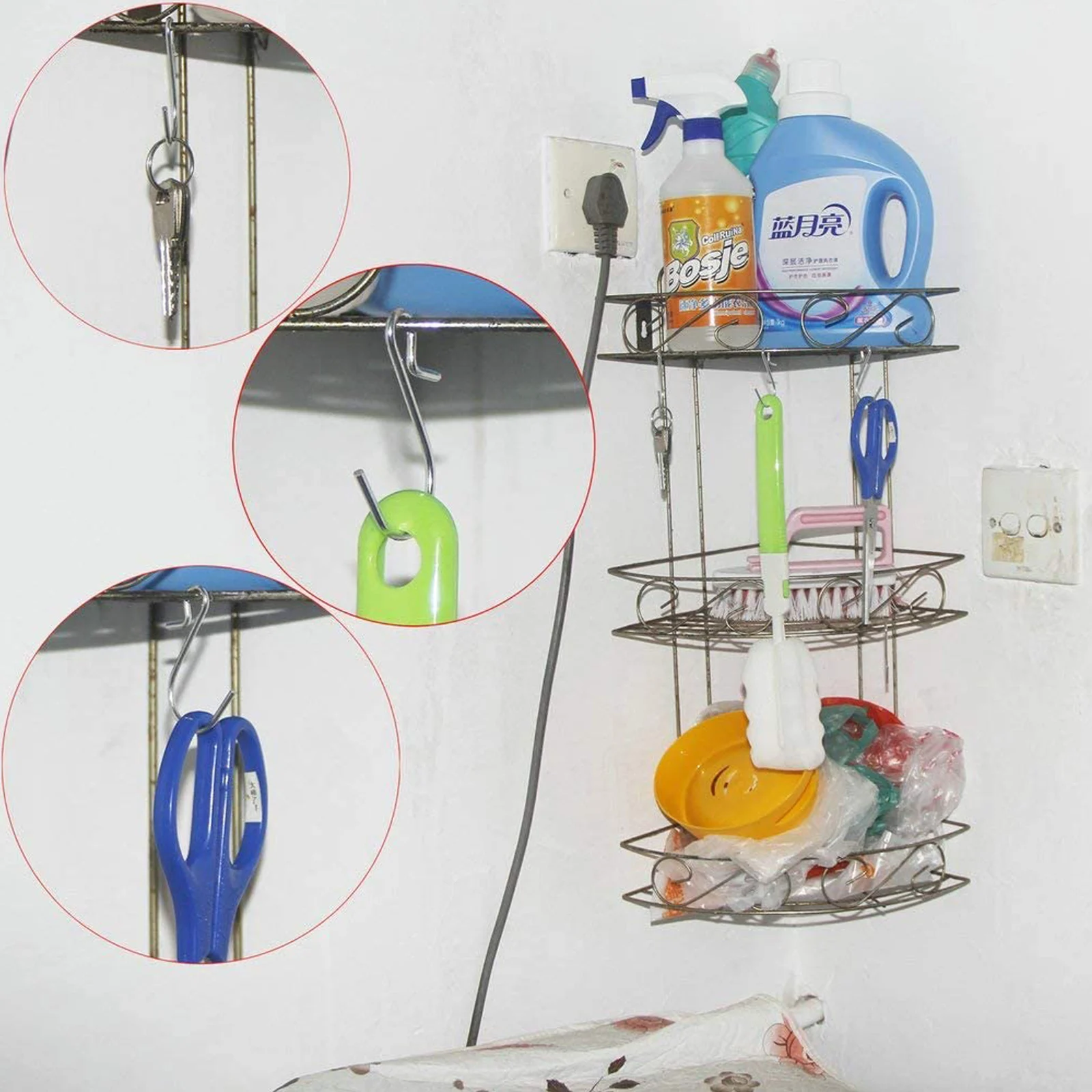 50pcs/set 39*30mm S Shape Metal Hanger Kitchen Organizer Bathroom Storage Rack Hanging Hook Crafts Tools Key Mask Space-saving