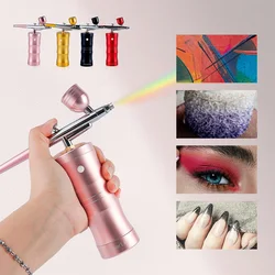 Foreverlily Portable Nail Airbrush With Compressor For Nail Art Pastry Makeup Paint Spray Gun Skin Hydrating Nano Mist Sprayer